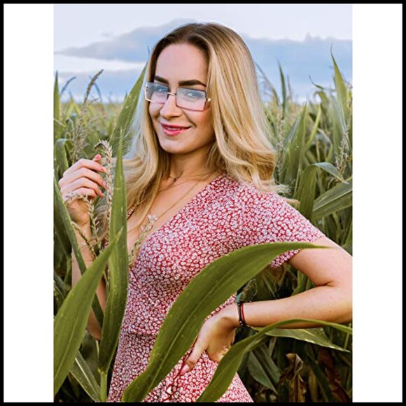 Vintage Rimless Rectangle Sunglasses Gold Metal Frameless Retro Chic Eyewear main image 7
